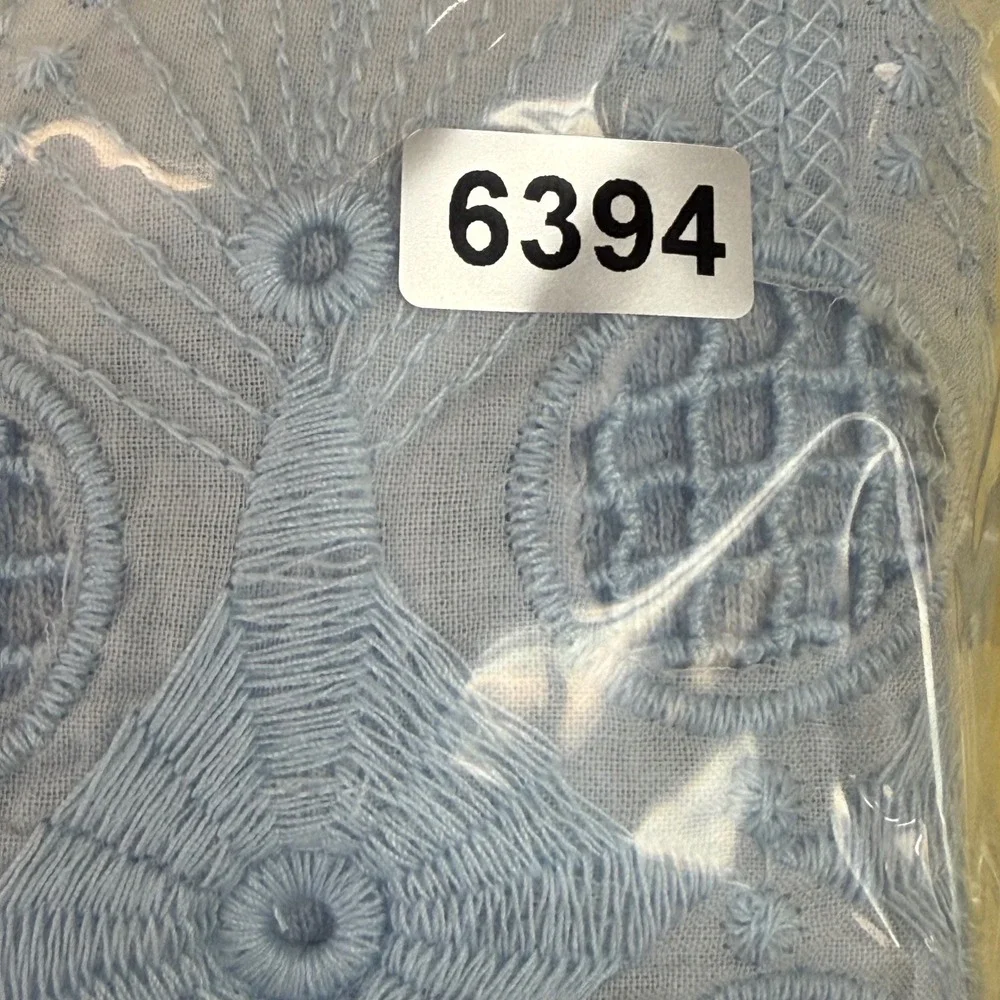 Soft Surroundings Blue Cotton Eyelet Lace Scalloped‎ A-Line Tank Dress XS 2DC36
